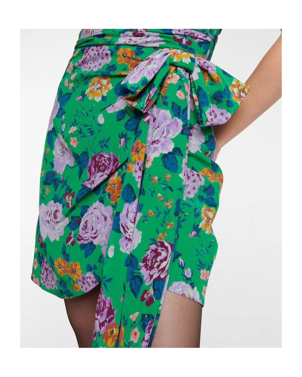 Alessandra Rich Green Floral Silk Bustier Minidress