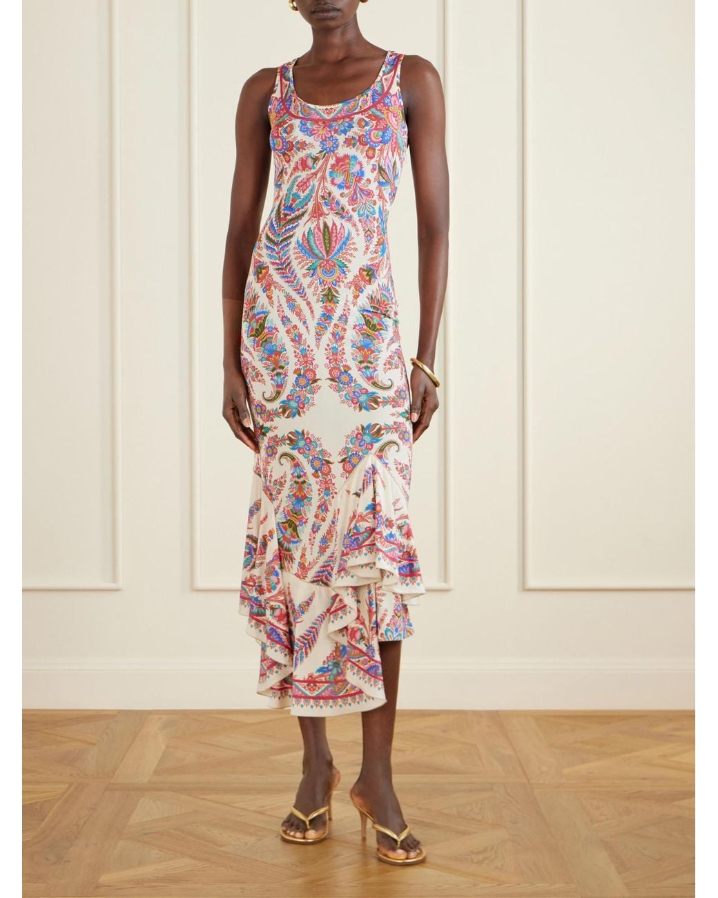 Etro Pink Satin-Jersey Midi Dress