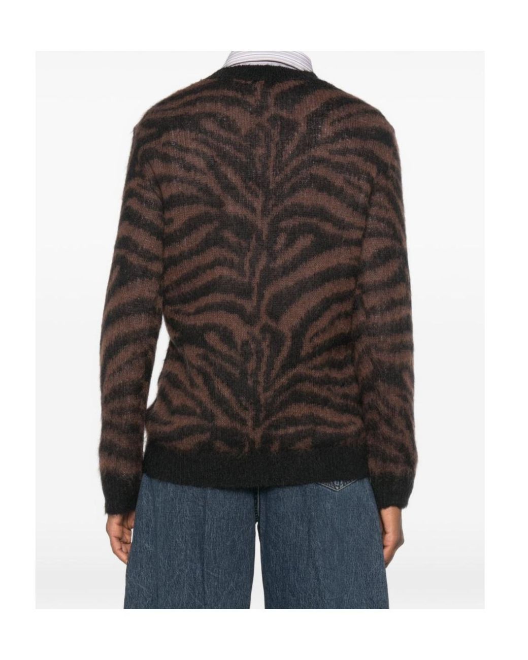 P.A.R.O.S.H. Black Zebra-Pattern Crew-Neck Sweater