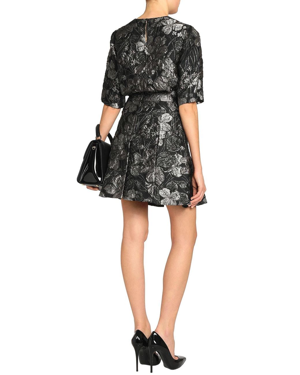 Dolce & Gabbana Gray Floral Jacquard Midi Skirt