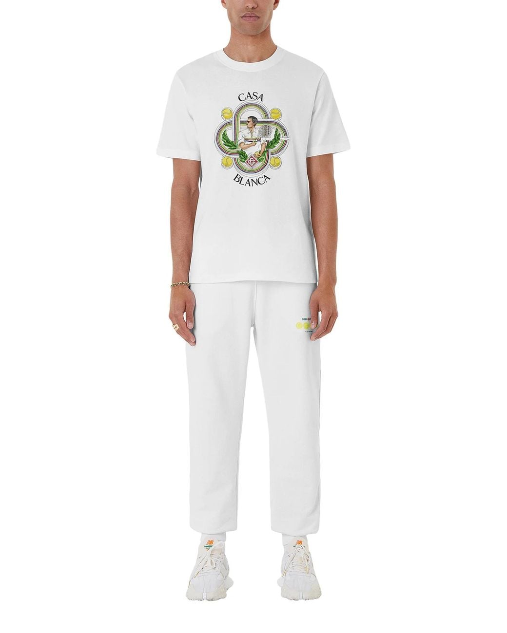 Casablanca White Illustration-Printed Crewneck T-Shirt for men