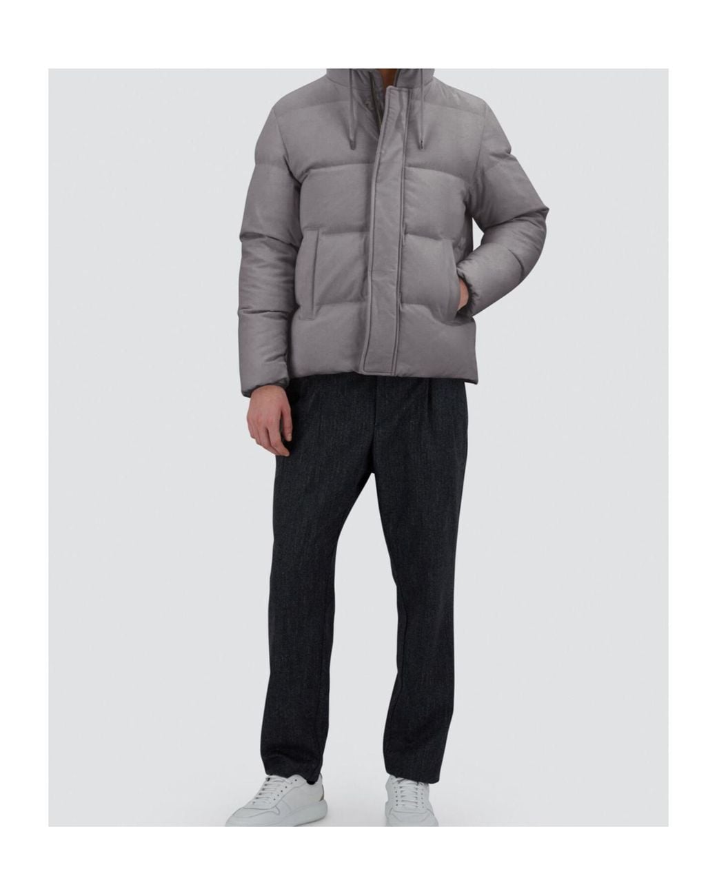Herno Gray Long-Sleeved Hooded Down Jacket for men