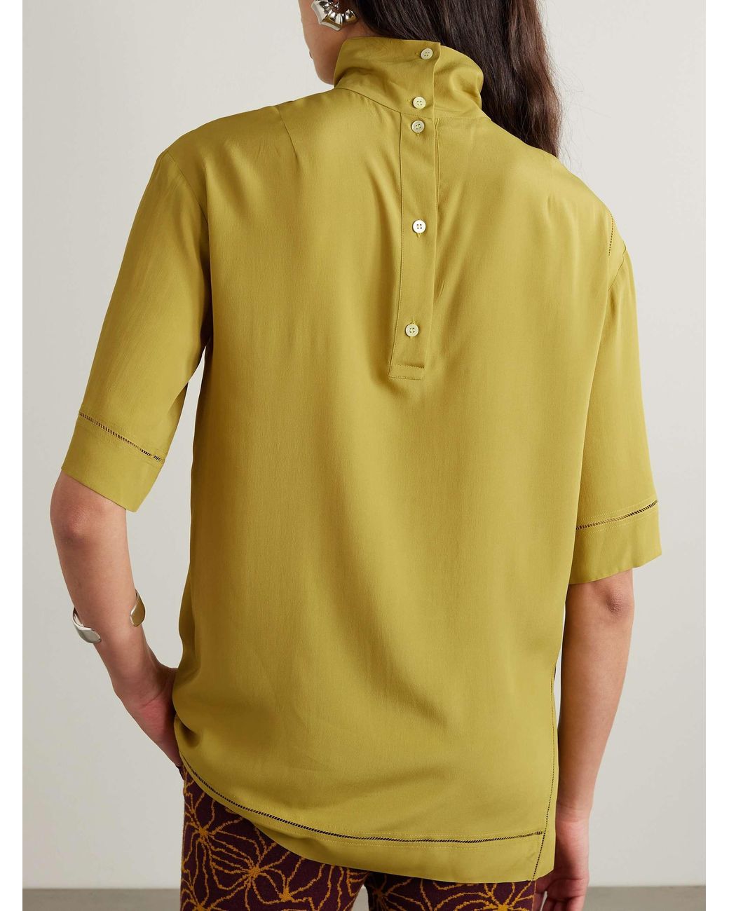 Dries Van Noten Yellow Crepe De Chine T-Shirt