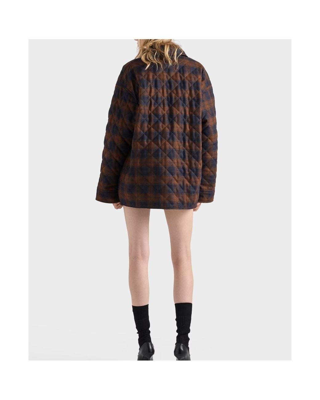 Prada Brown Quilted Wool Caban Jacket