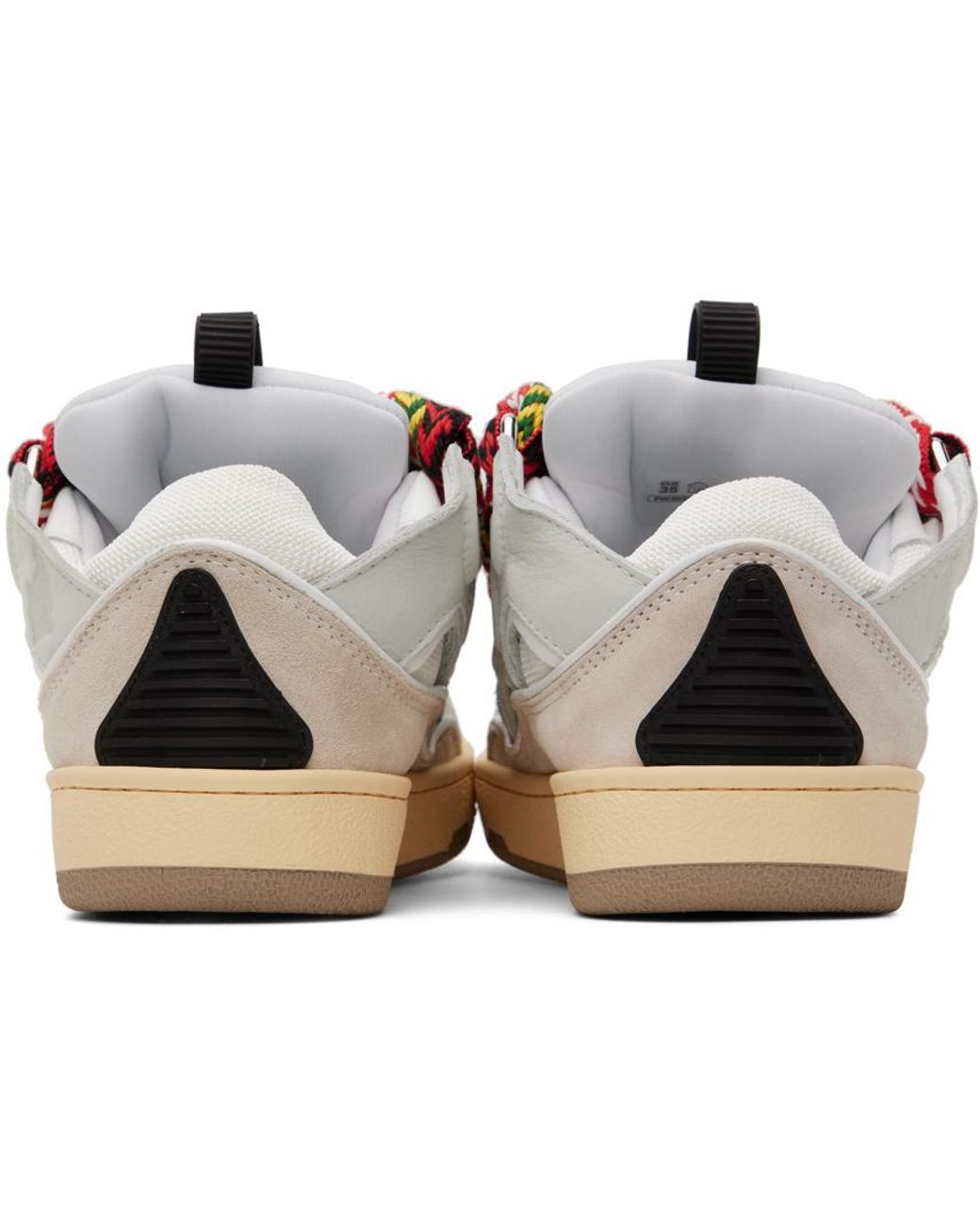 Lanvin Natural Curb Panelled Lace-Up Sneakers
