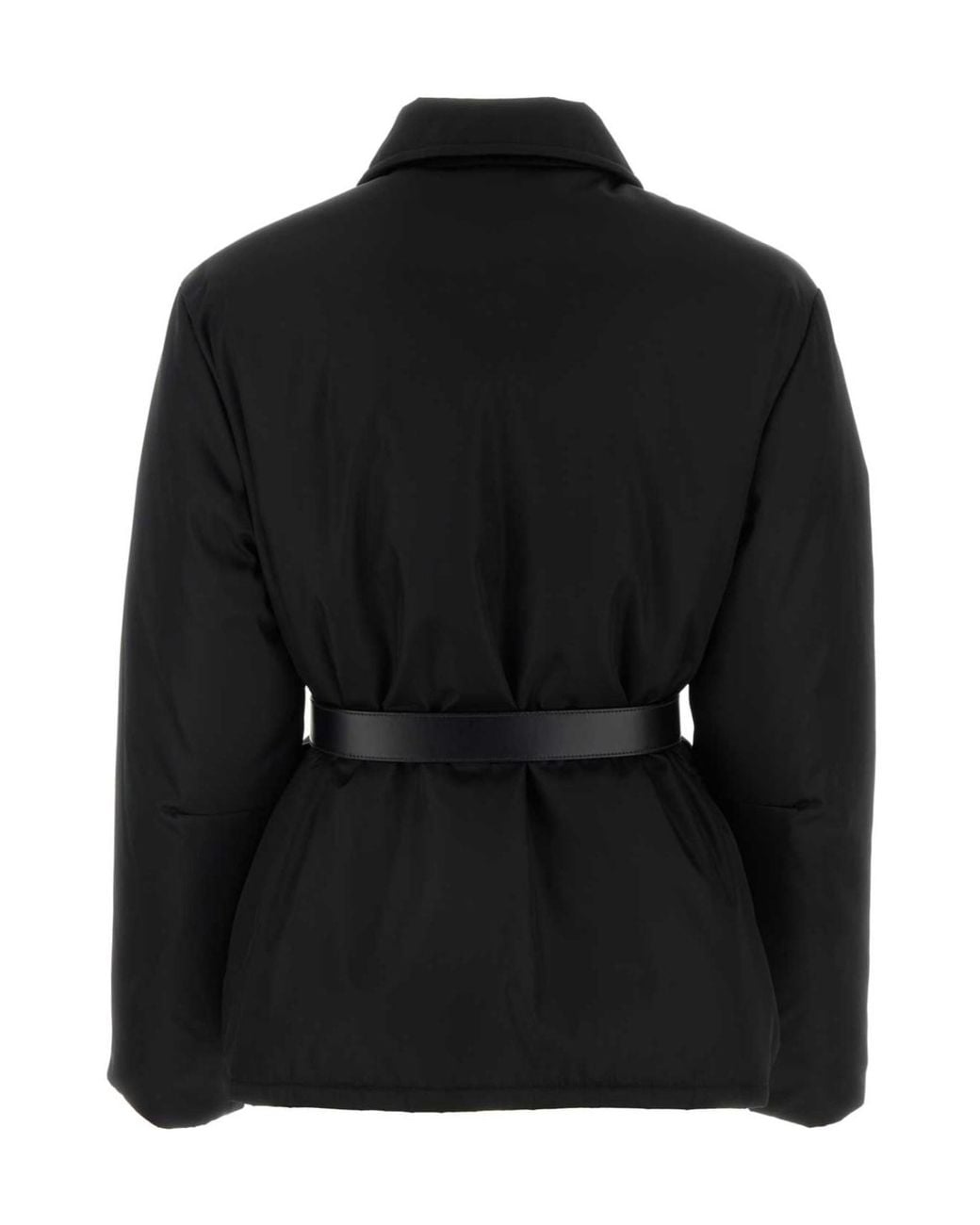 Prada Black Logo Plaque Belt-Detailed Jacket