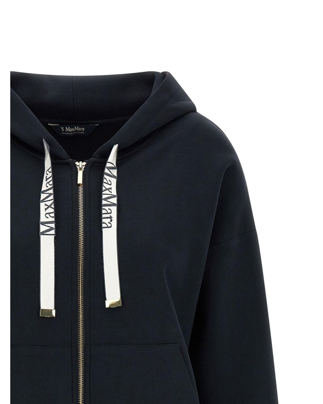 Max Mara Black Cotton-Blend Zip-Up Hoodie