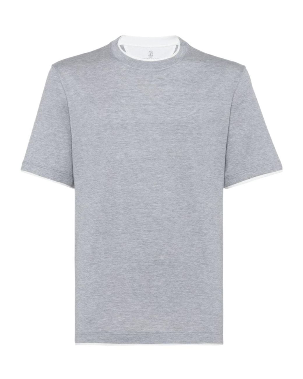 Brunello Cucinelli Gray Lightweight Jersey Crewneck T-Shirt for men