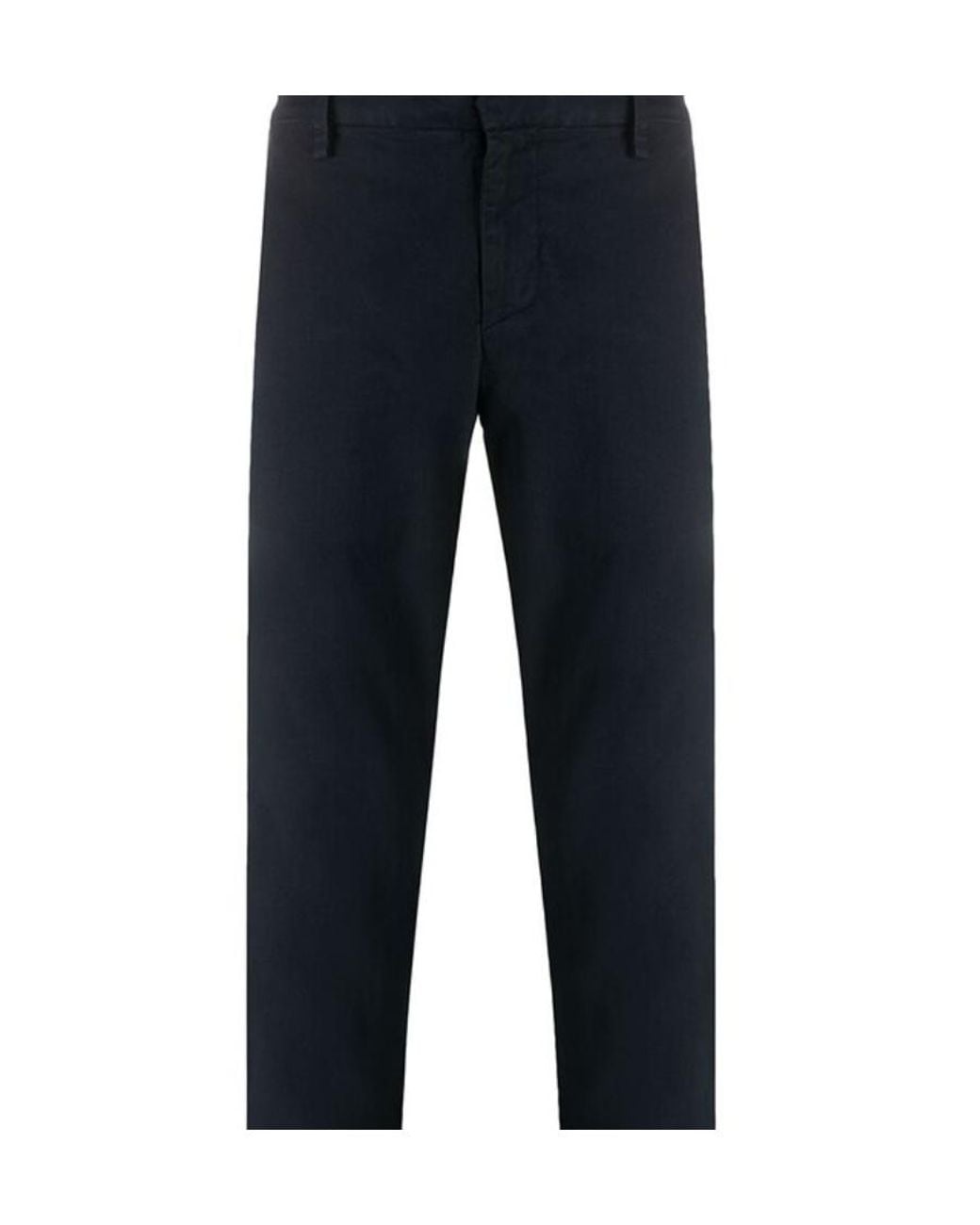 Dondup Blue Mid Rise Slim Fit Trousers for men