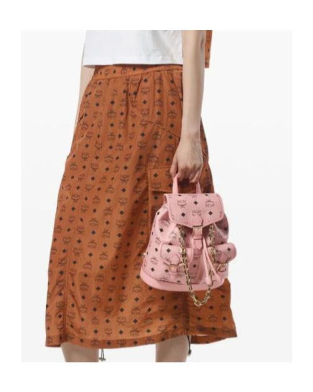 MCM Pink Aren Drawstring Mini Backpack