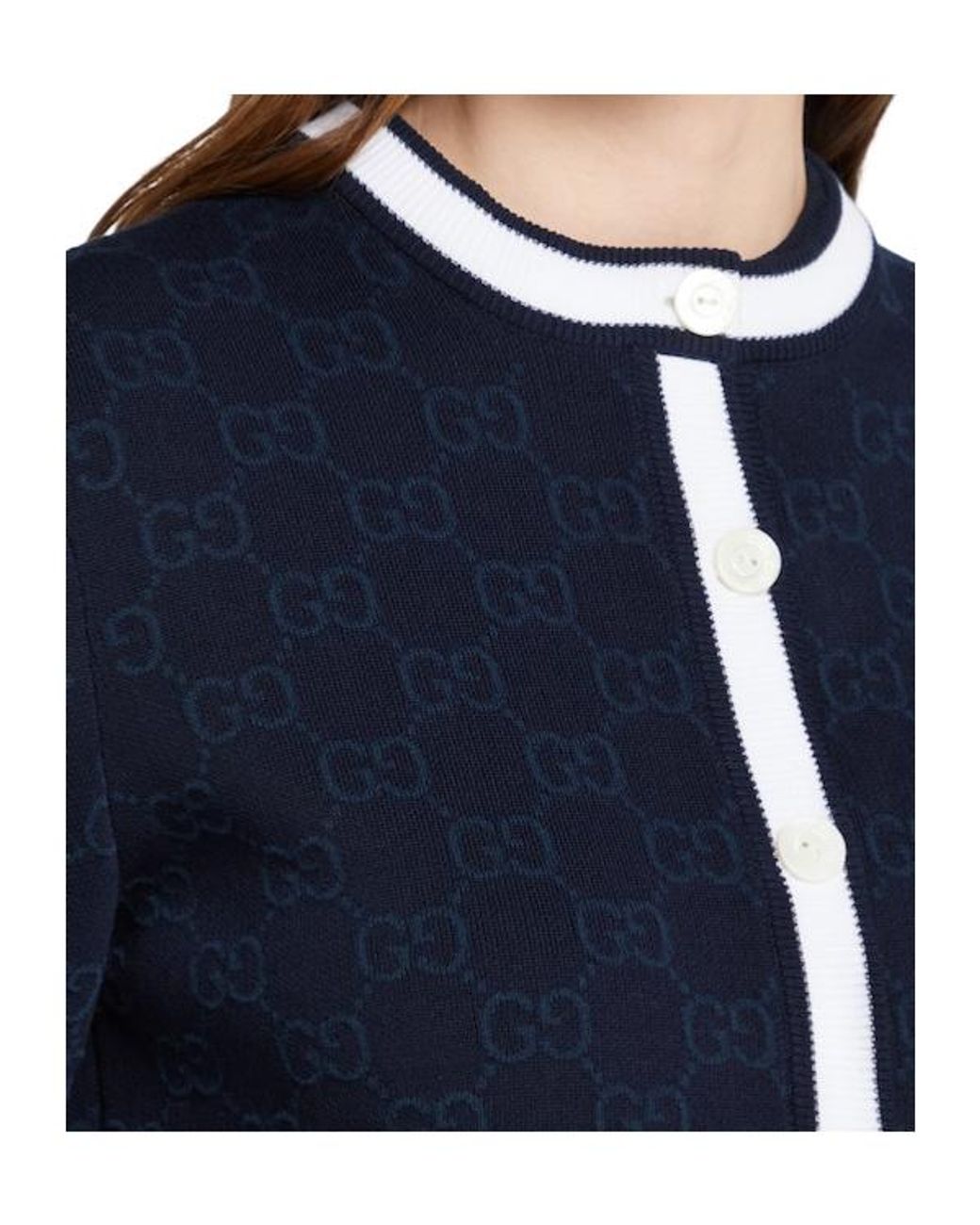 Gucci Blue Gg Jacquard Cardigan