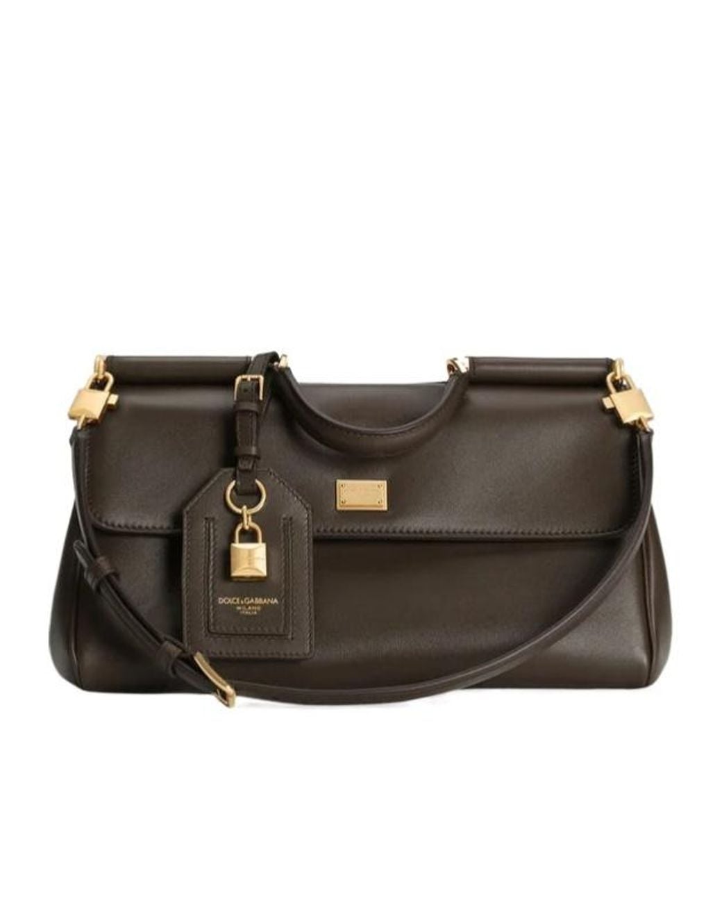Dolce & Gabbana Black Logo Plaque Medium Sicily Handbag