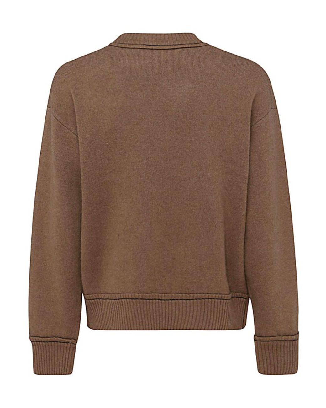 Sacai Brown Crew-Neck Logo-Plaque Jumper for men