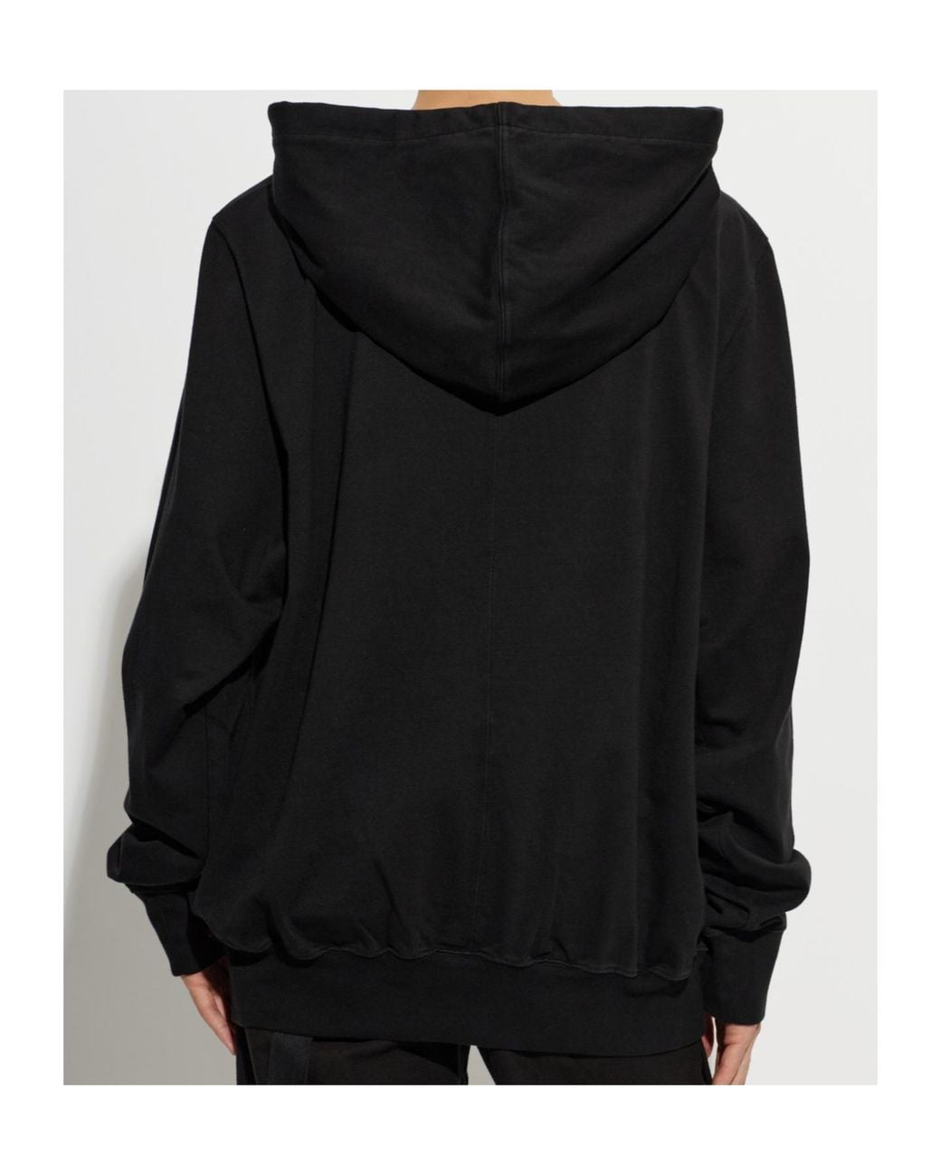Rick Owens Black Oversized Drawstring Hoodie for men
