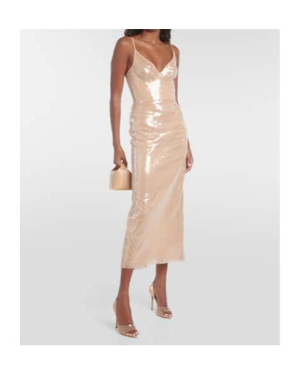 David Koma White Sequined Midi Dress