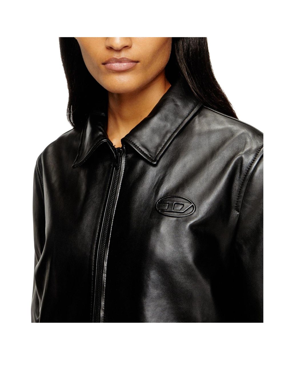 DIESEL Black Simple And Versatile Leather Jacket