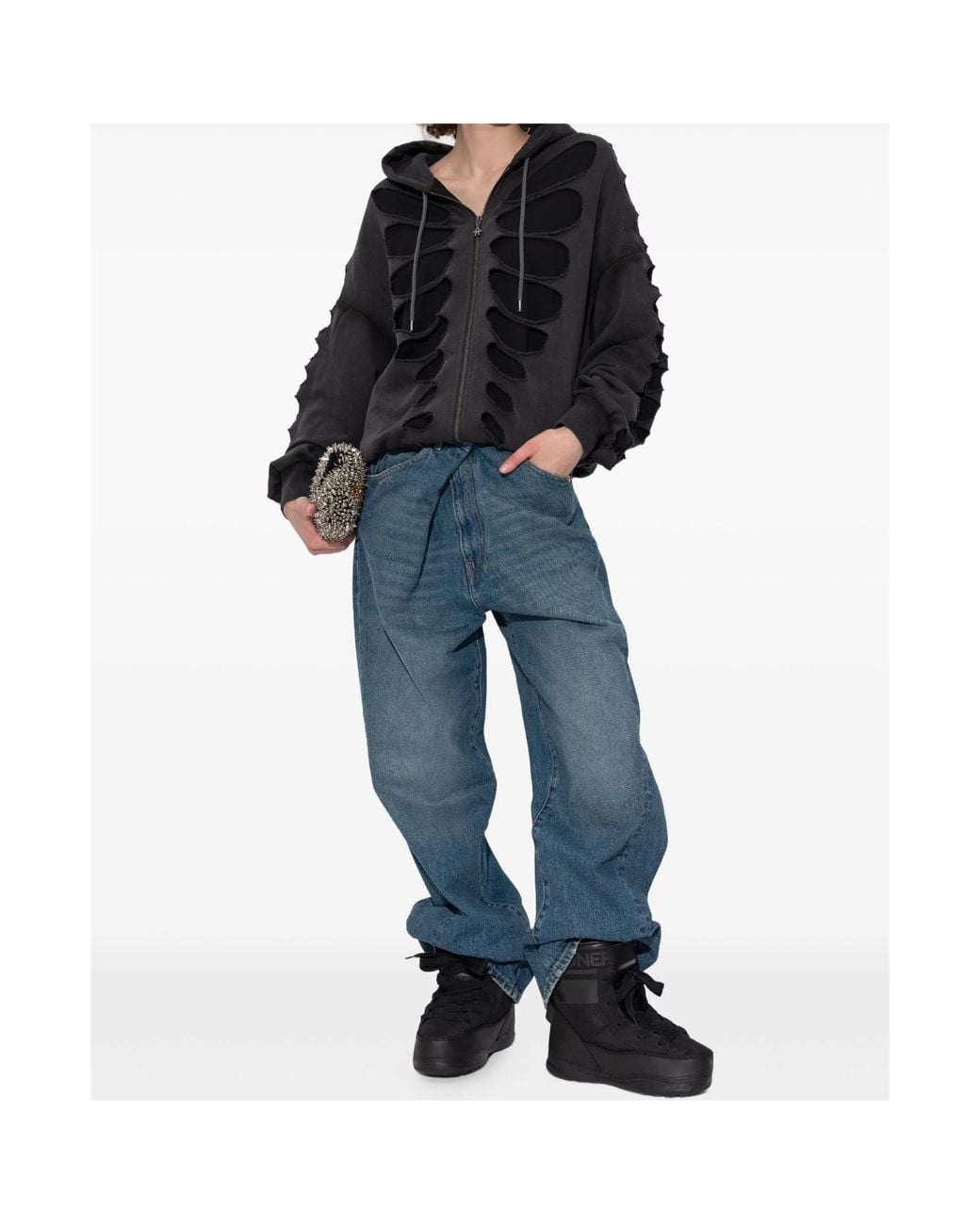 AVAVAV Black Cut-Out Sweatshirt for men