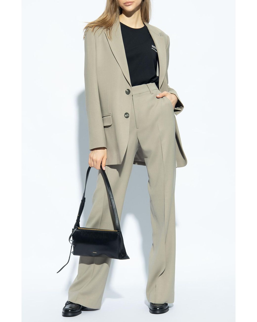 AMI Gray Ami High-Waist Tailored Trousers
