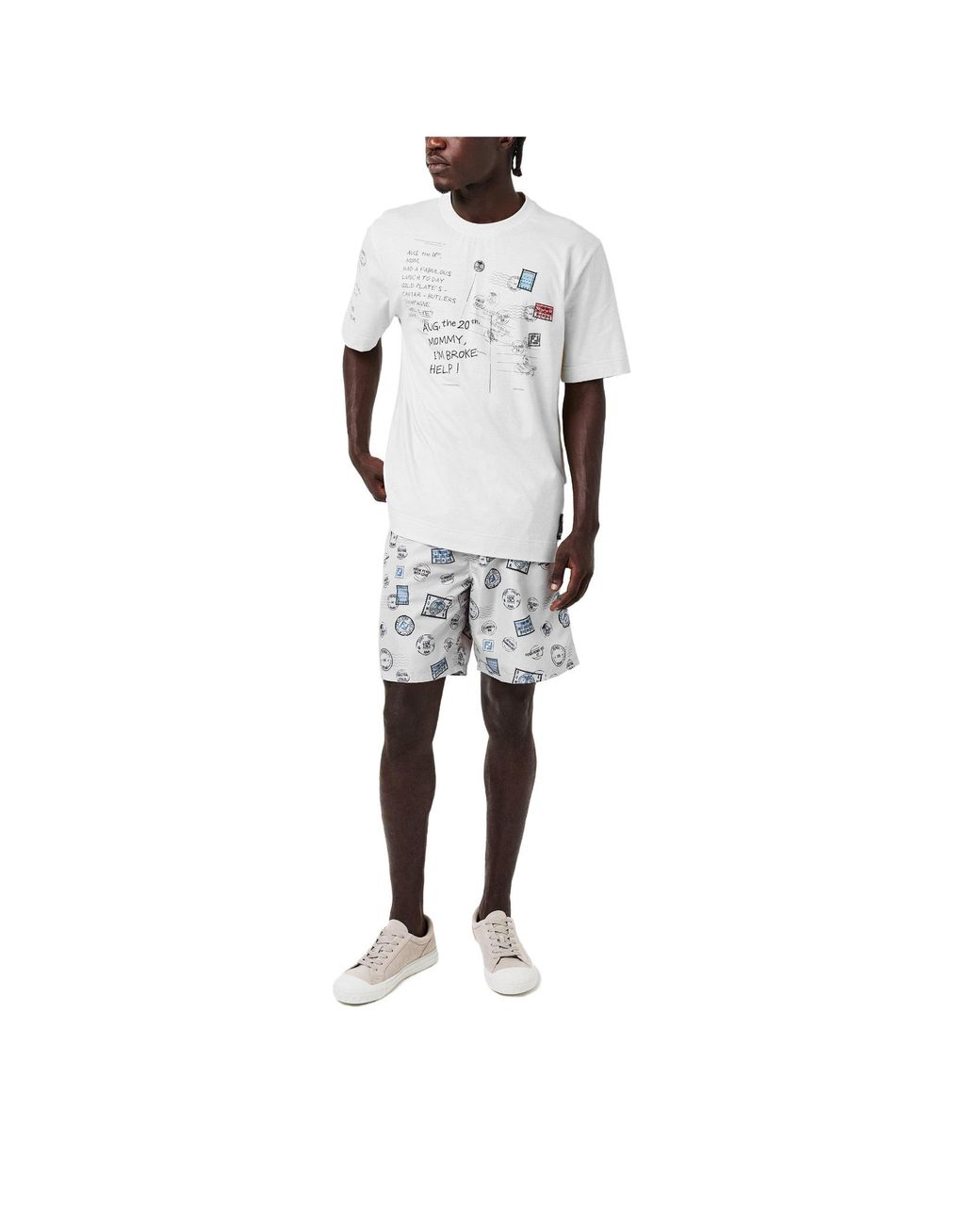 Fendi White Postcardprint Tshirt for men
