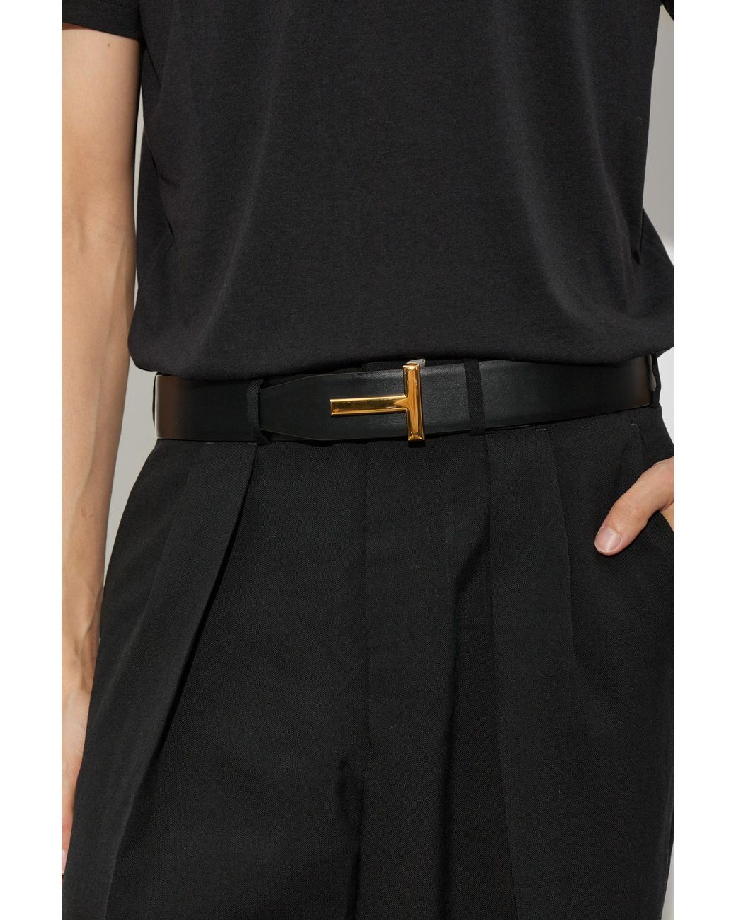 Tom Ford Brown Printed Croc T Icon Reversible Belt for men