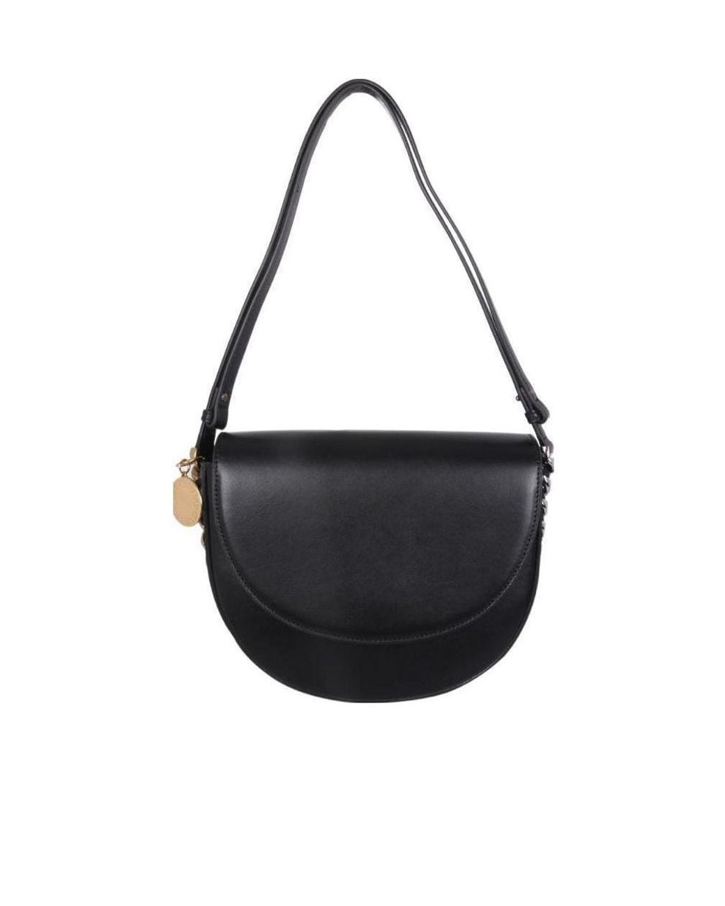 Stella McCartney Black Frayme Flap Medium Shoulder Bag