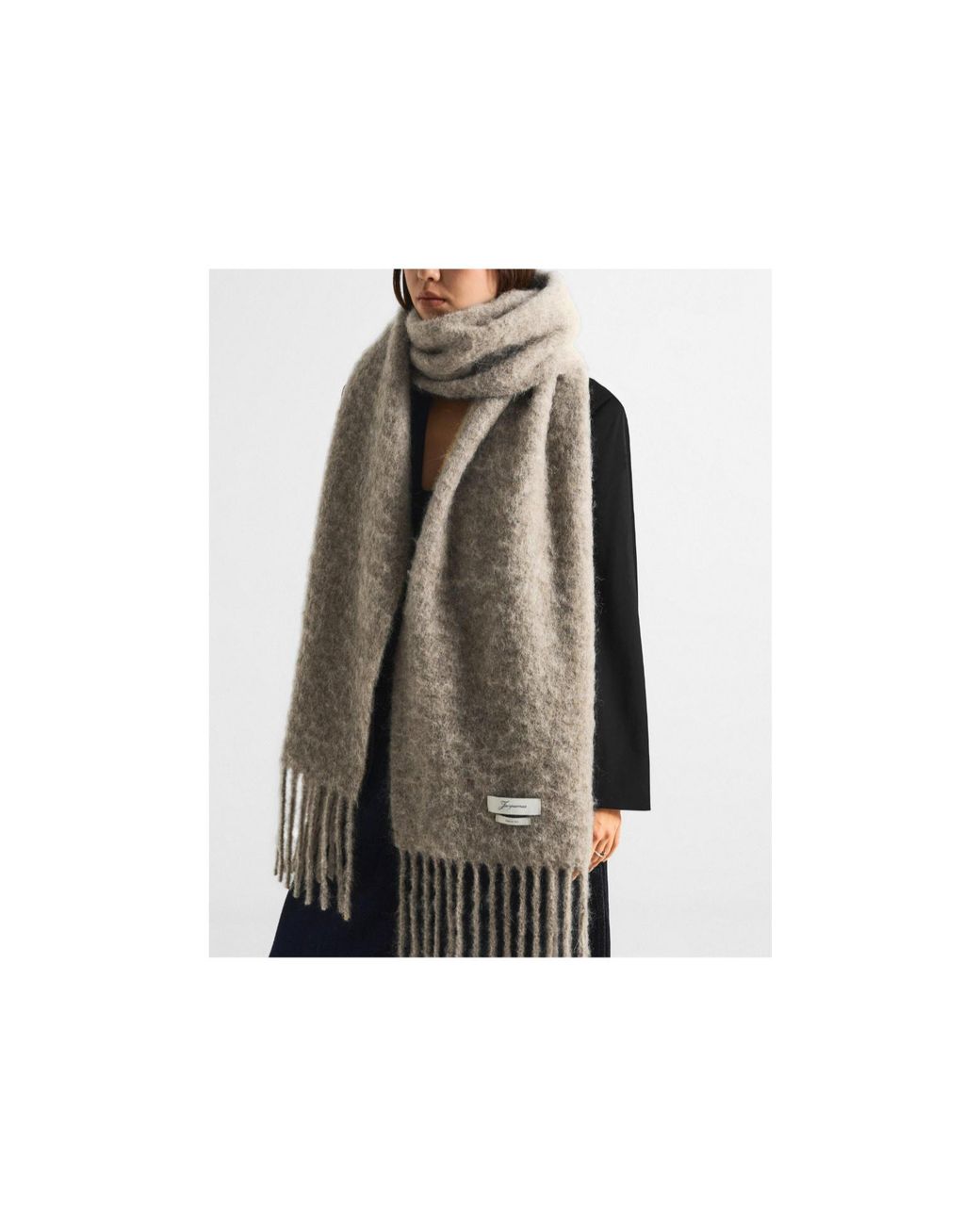 Jacquemus White Fringe-Long Scarf