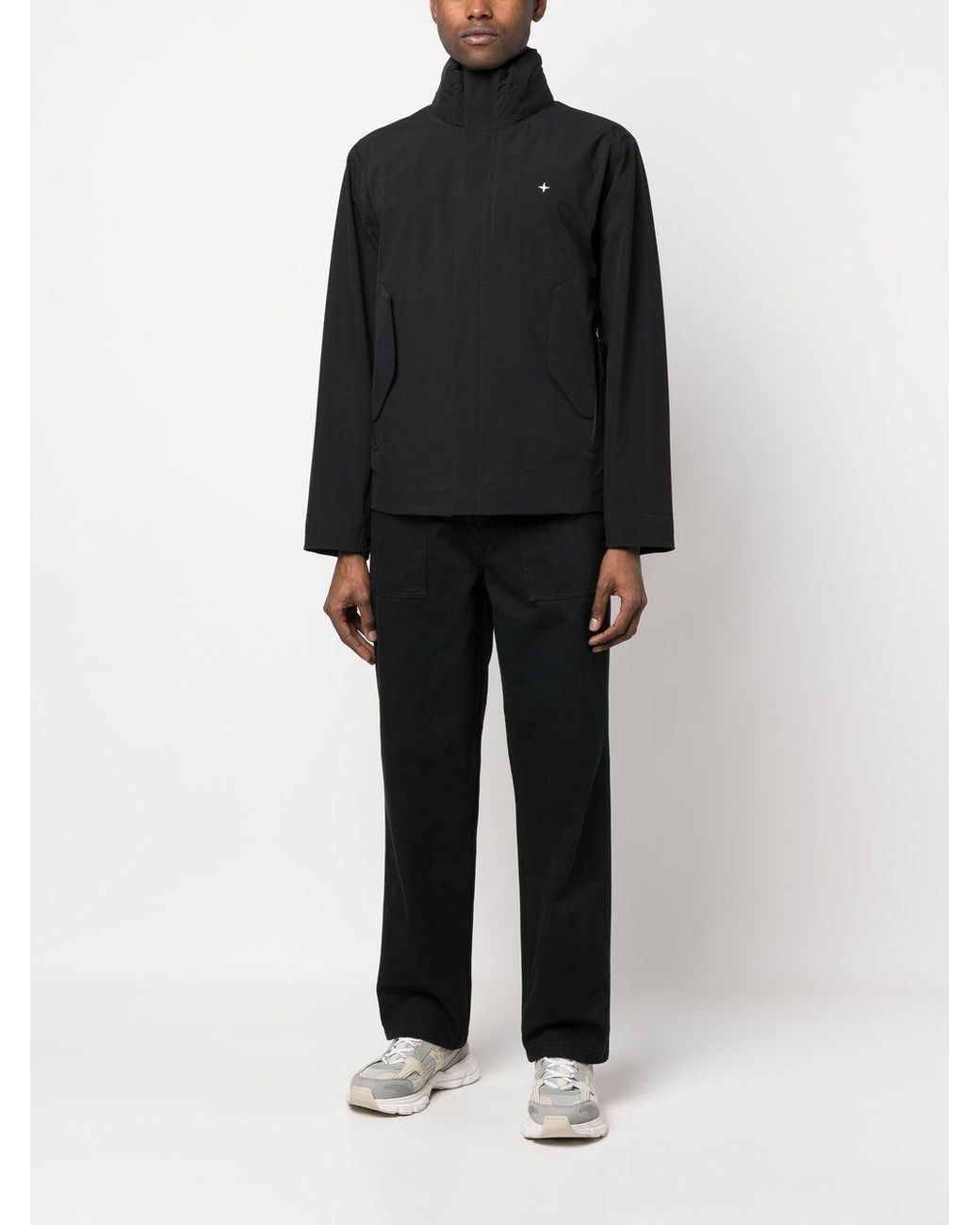 Stone Island Black High-Neck Zip-Up Jacket for men