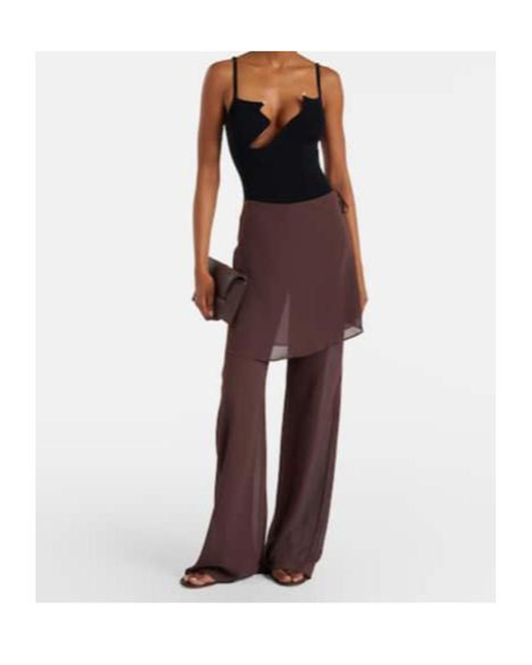 Christopher Esber Brown Sheer Silk Wide-Leg Pants
