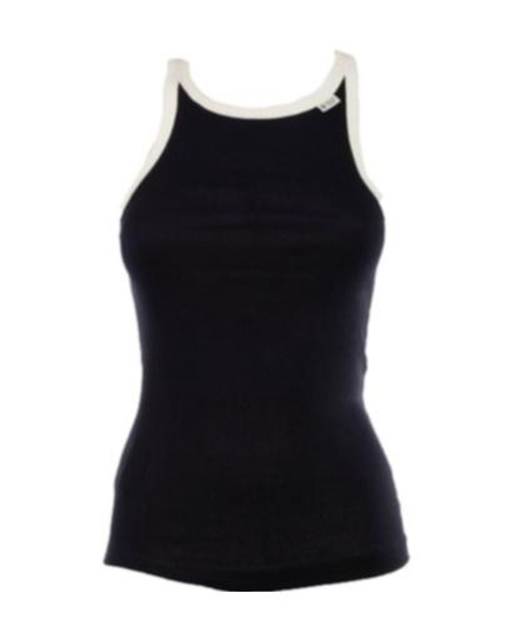 Prada Black Contrast Trim Ribbed Tank Top