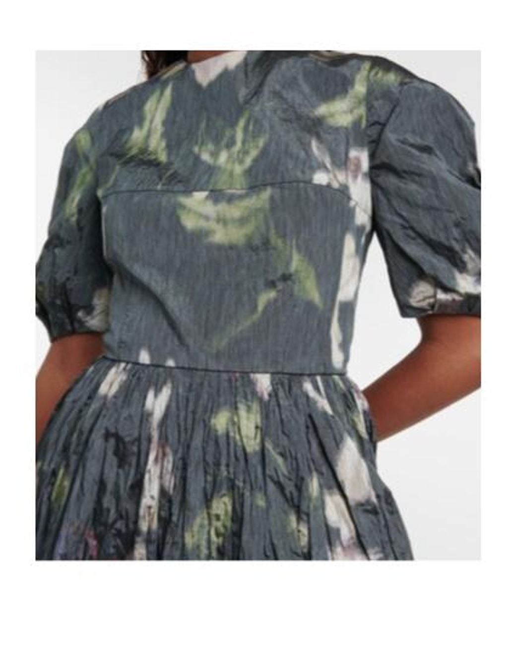 Erdem Blue Floral Taffeta Midi Dress