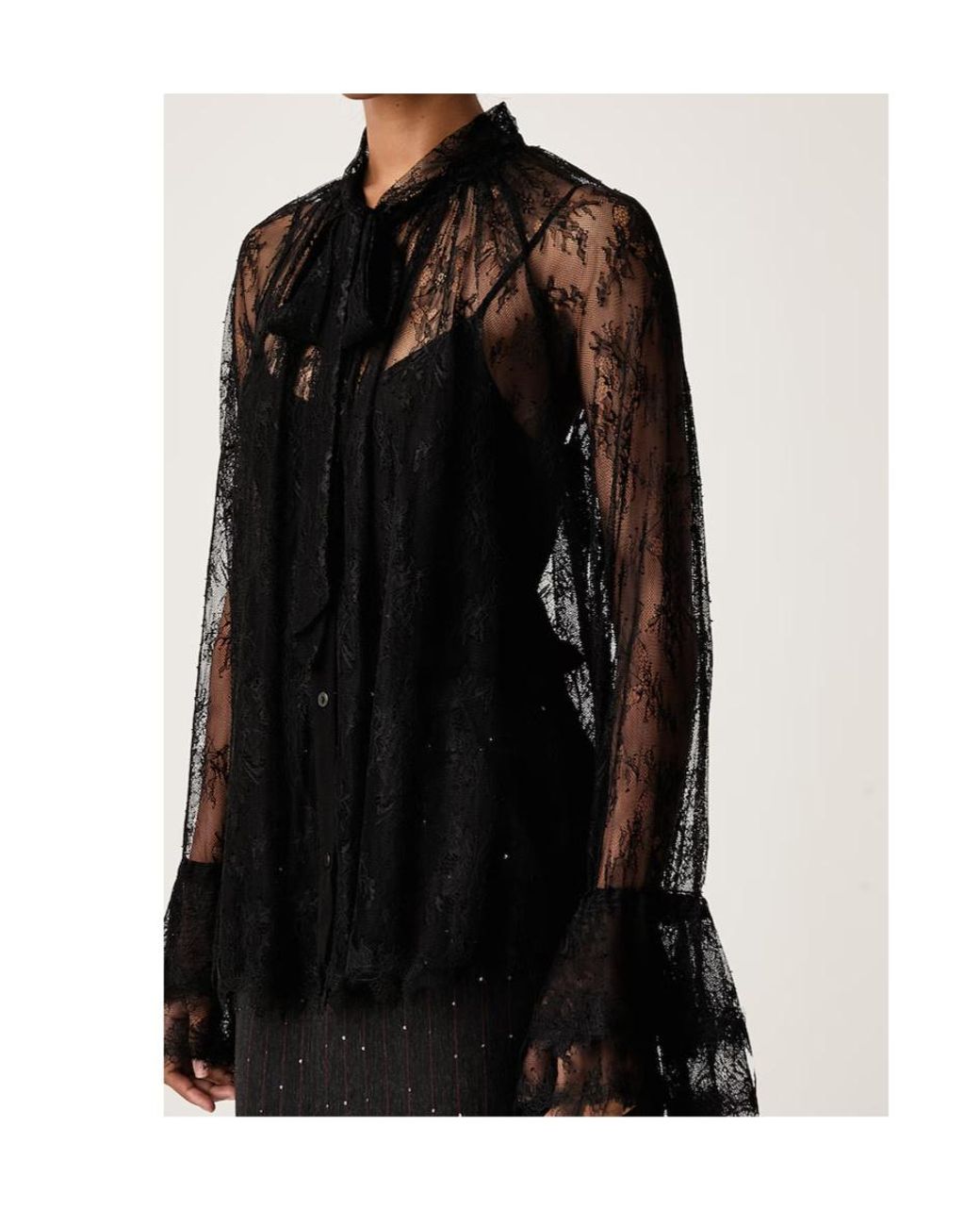 ERMANNO FIRENZE Black Lace Shirt With Ties