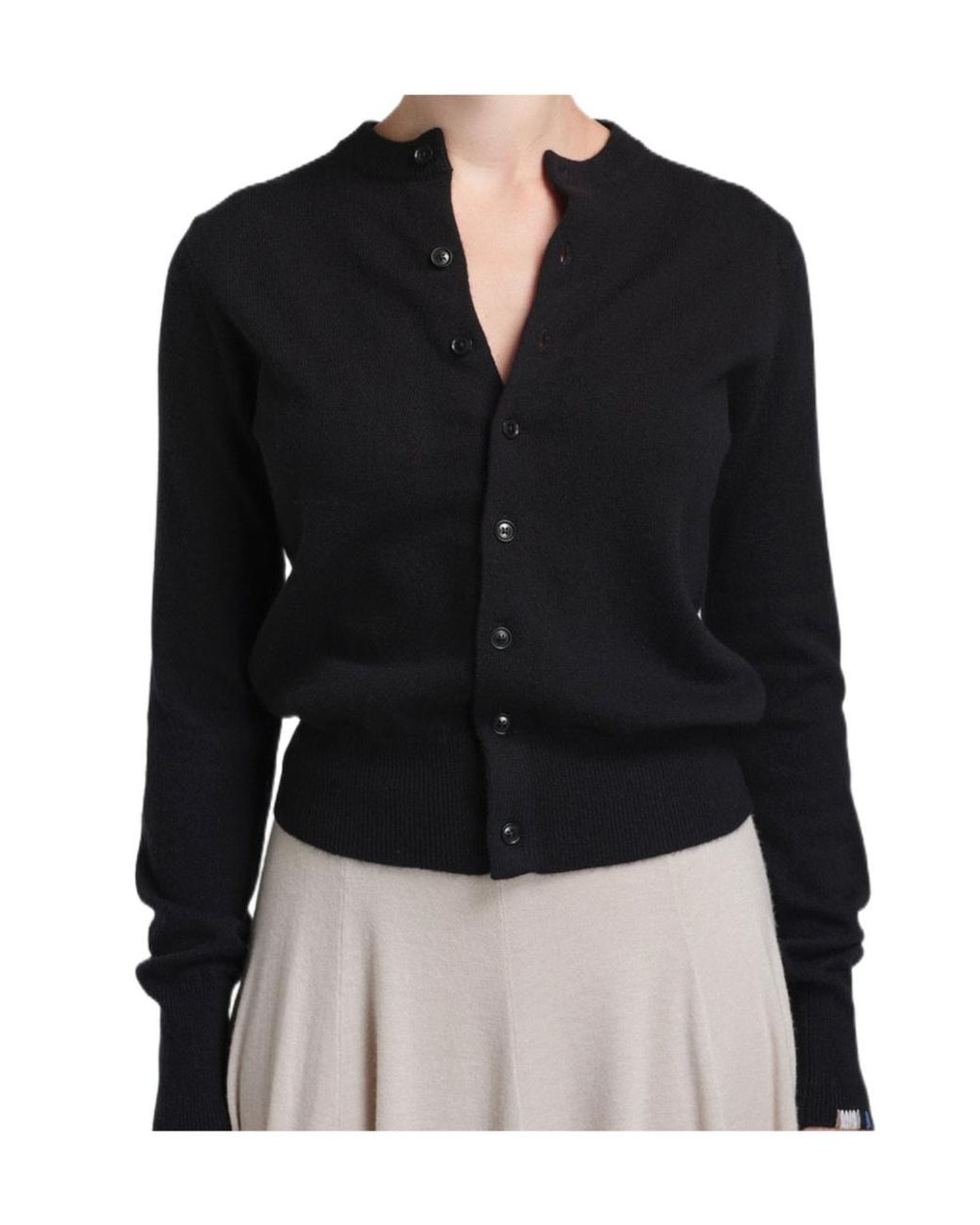 Extreme Cashmere Black Little 2 Crew Neck Cardigan