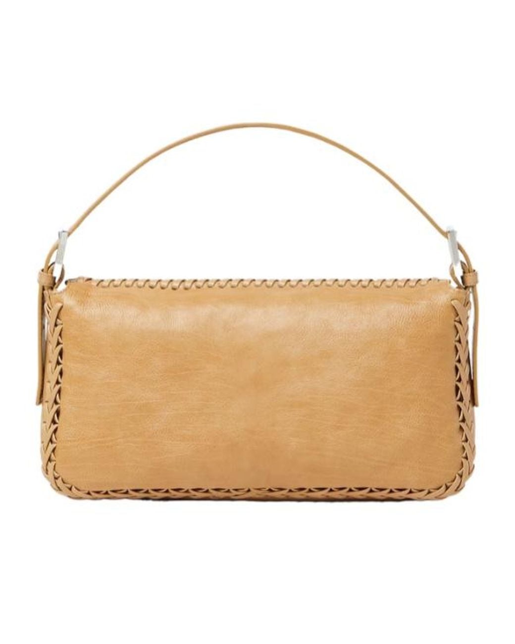 Fendi Metallic Baguette 26424 Dark Honey Leather Bag