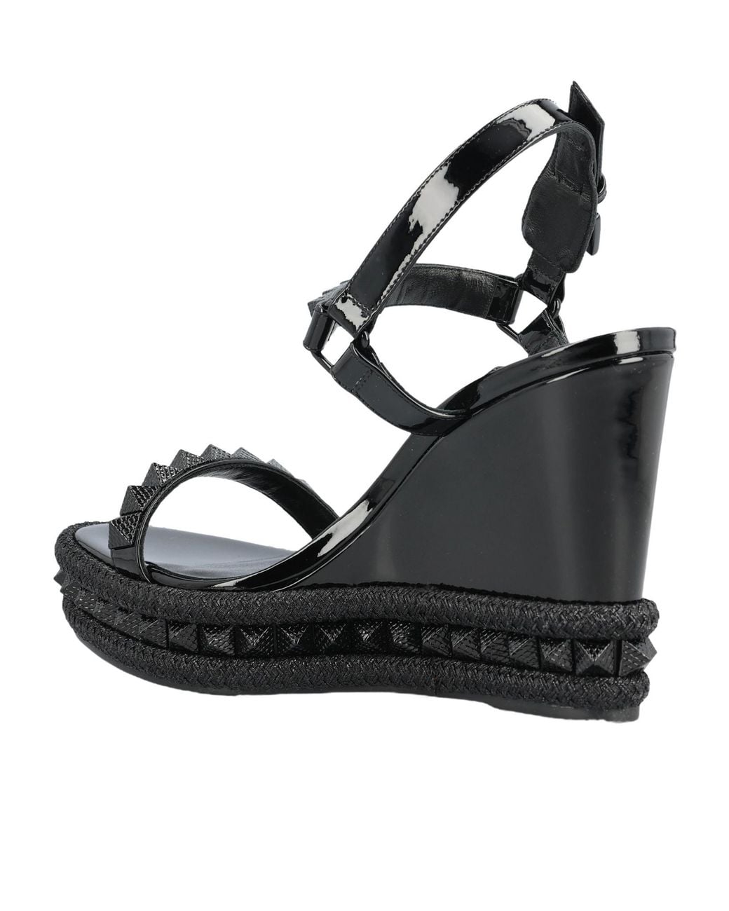 Christian Louboutin Black Pyraclou Studded Wedge Sandals