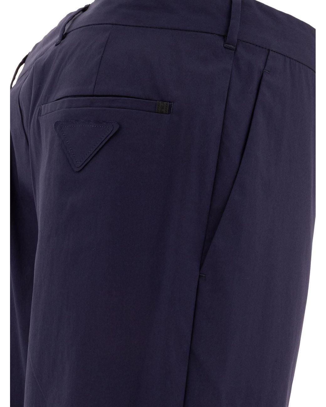 Prada Blue Stretch Poplin Pants for men