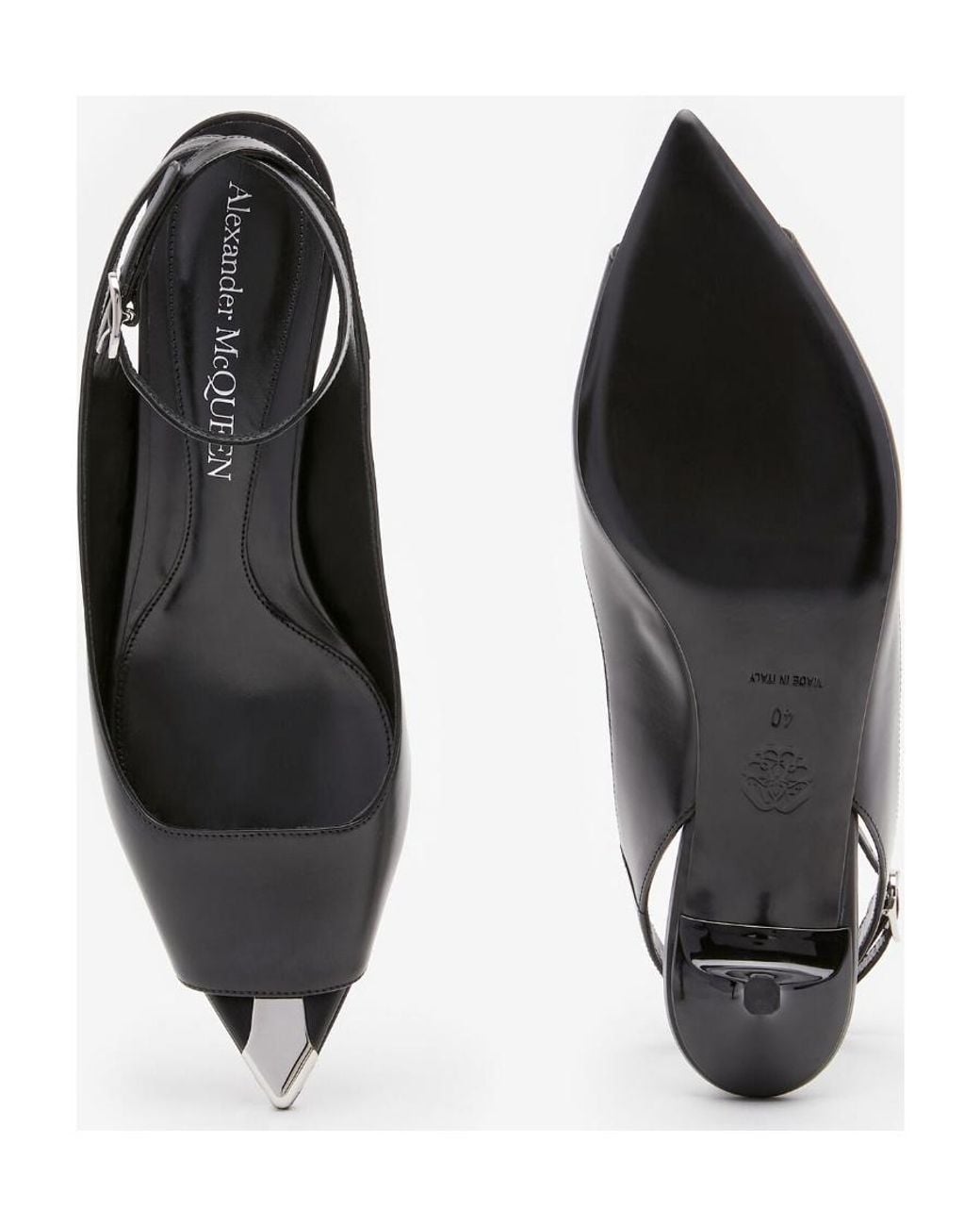 McQueen Black Punk Pointed-Toe Sandals