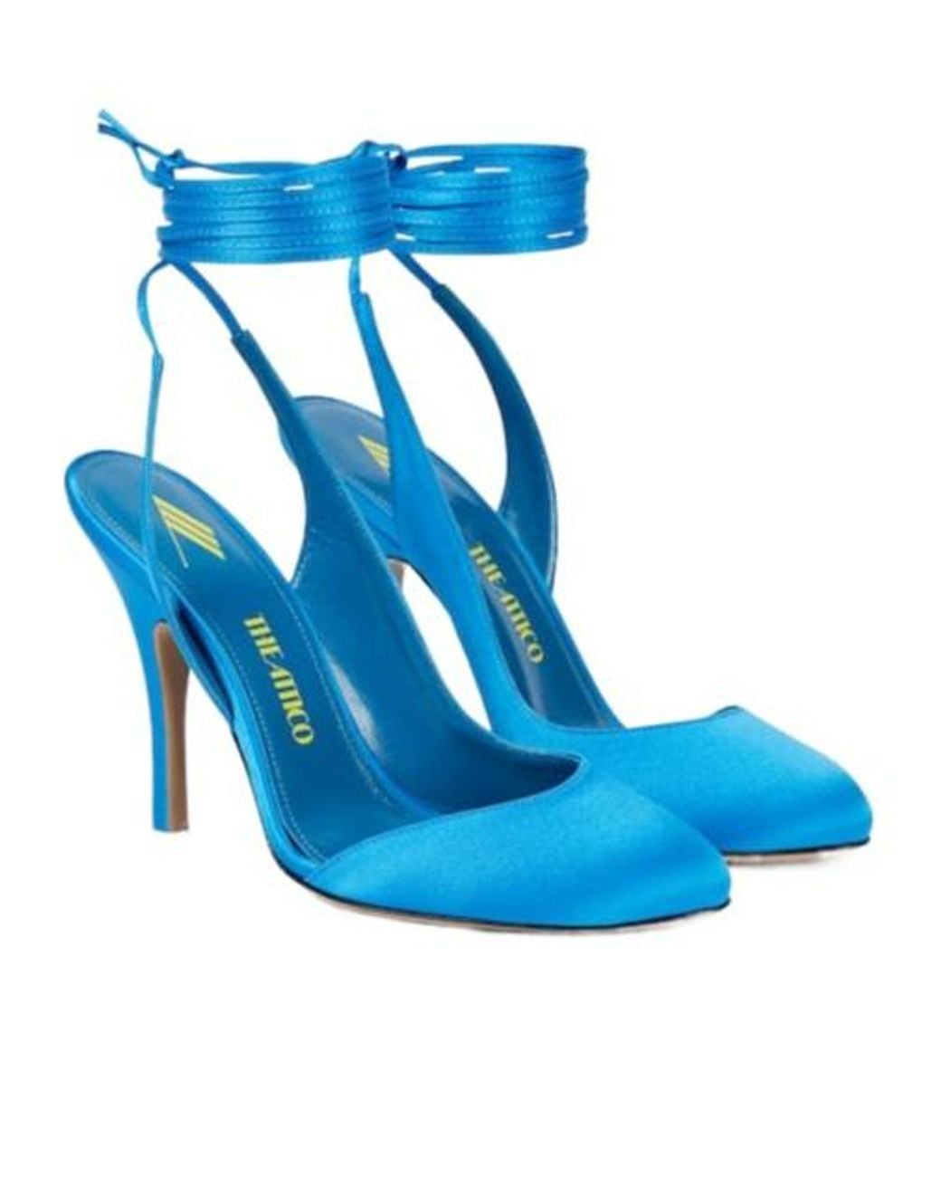 The Attico Blue Carrie Strappy Satin High-Heeled Sandals
