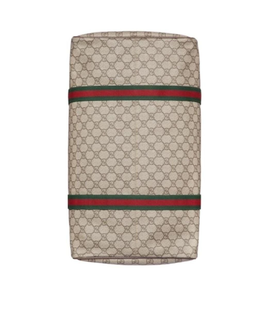 Gucci Brown Medium Duffle Bag With Web, Gg Canvas for men