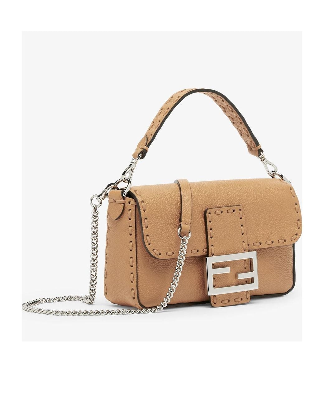 Fendi Metallic Cappuccino-Colored Selleria Bag With 309 Hand-Sewn Stitches