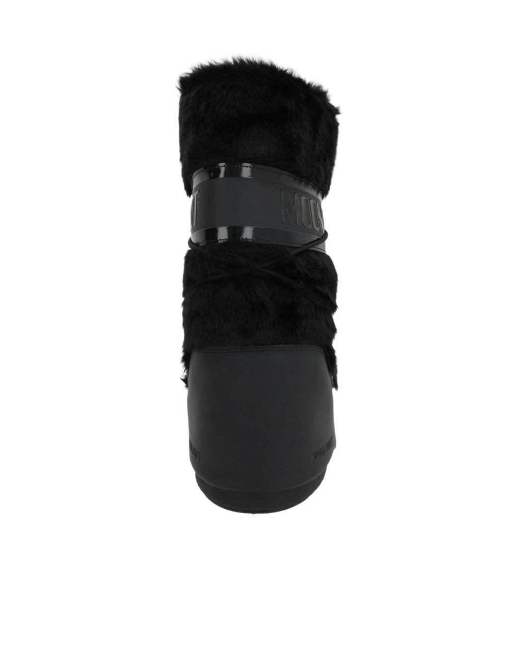 Moon Boot Black Faux Fur Lace-Up Boots for men