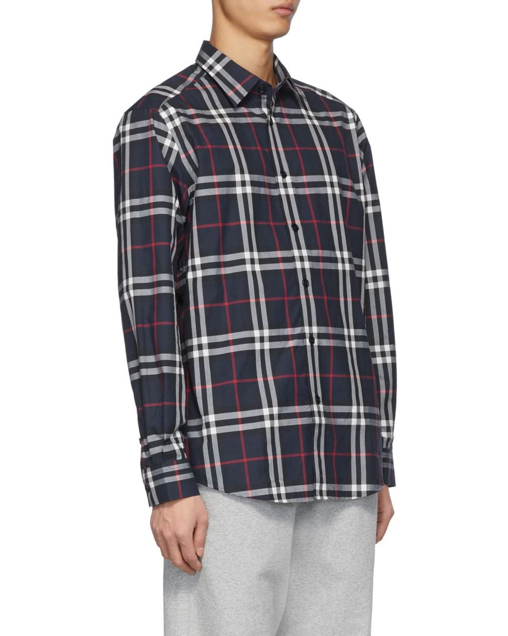 Burberry Blue Vintage Check Cotton Poplin Shirt for men