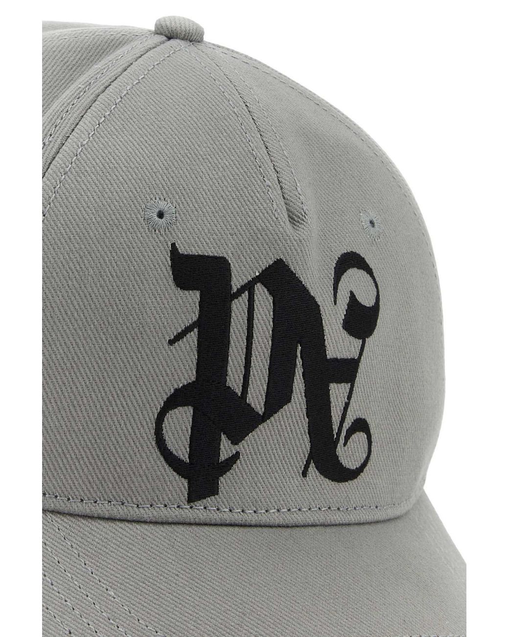 Palm Angels Gray Embroidered-Monogram Baseball Cap for men