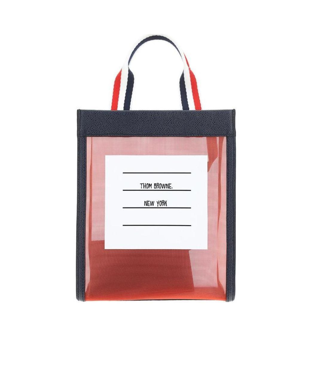 Thom Browne White Small Rwb-Handles Tote Bag