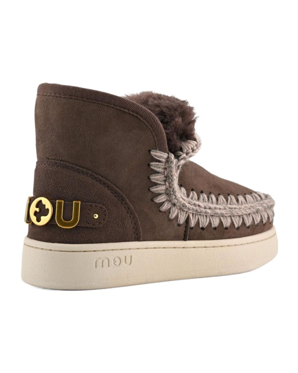 Mou Brown New Eskimo Braided-Detail Ankle Boots