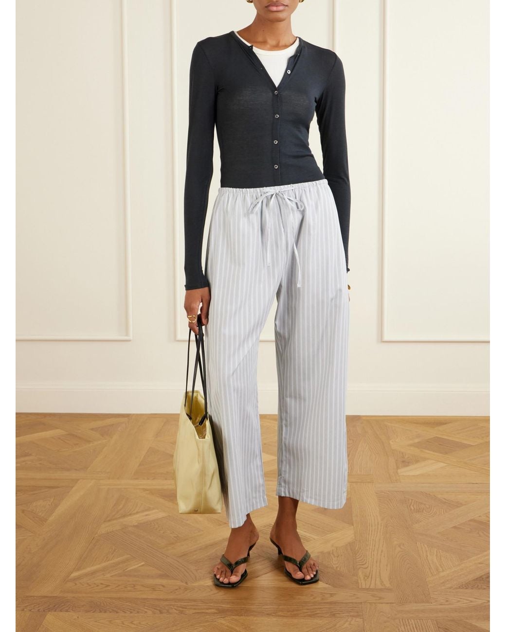 Leset White Cotton-Blend Wide-Leg Pants