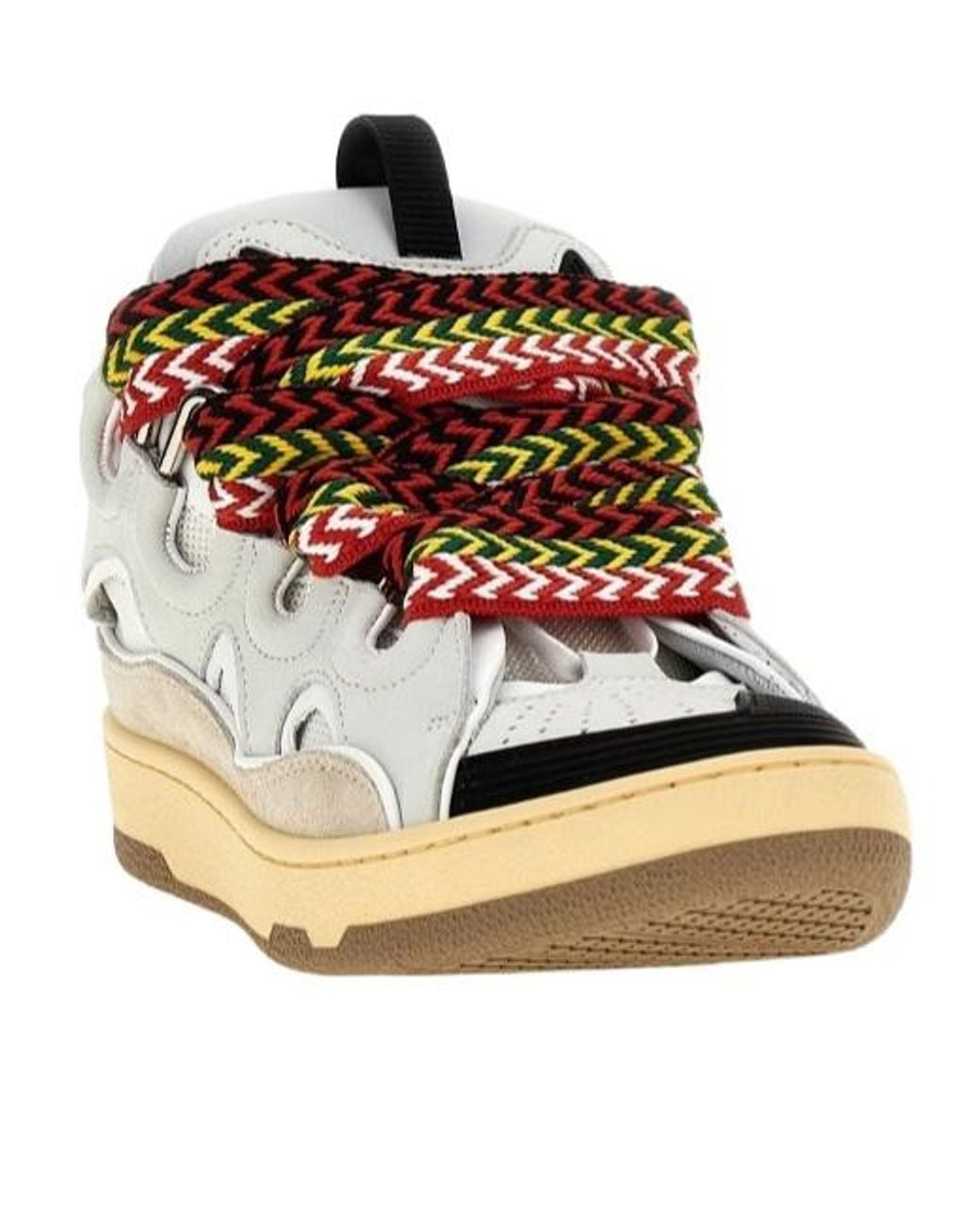 Lanvin Natural Zigzag-Laces Round Toe Sneakers for men