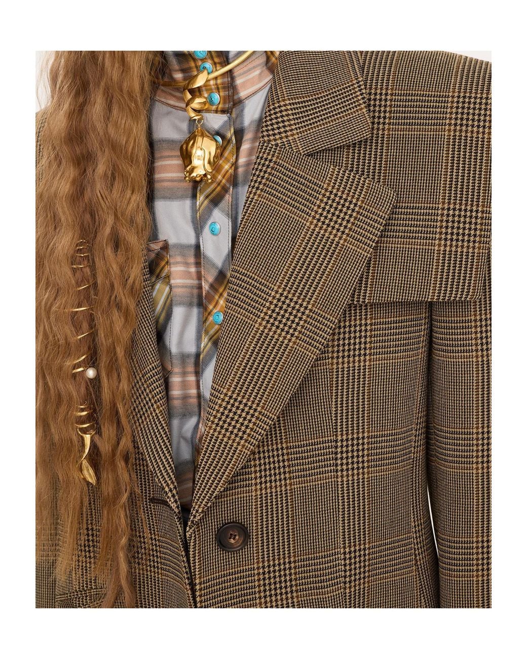 Chloé Green Chloé Detachable Scarf Checked Blazer