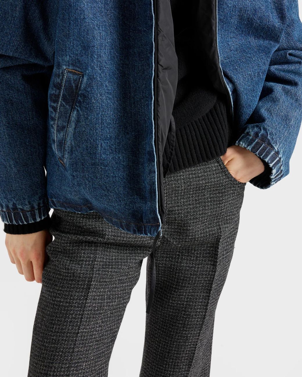 Prada Gray Mouliné Gingham Check Pants