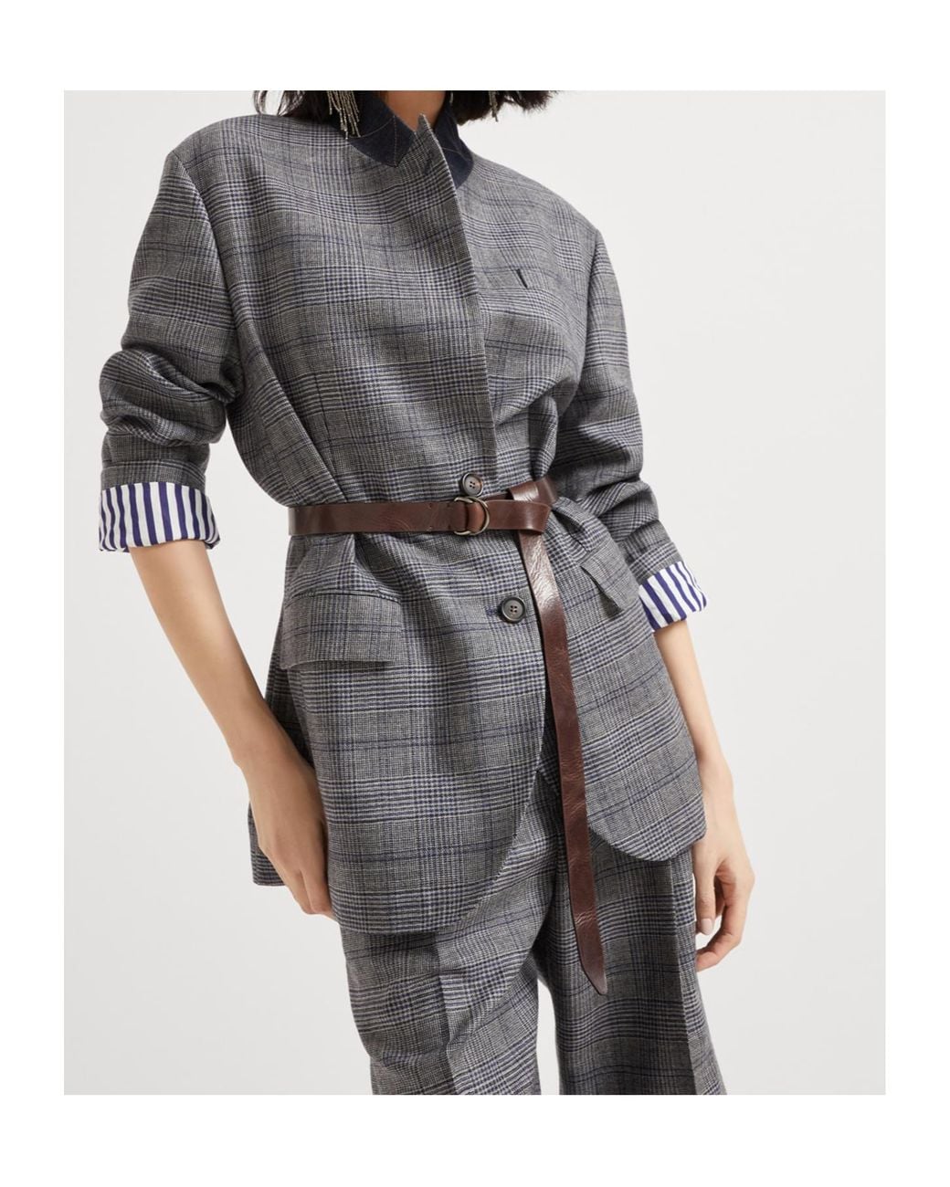 Brunello Cucinelli Gray Long-Sleeved Suit Jacket