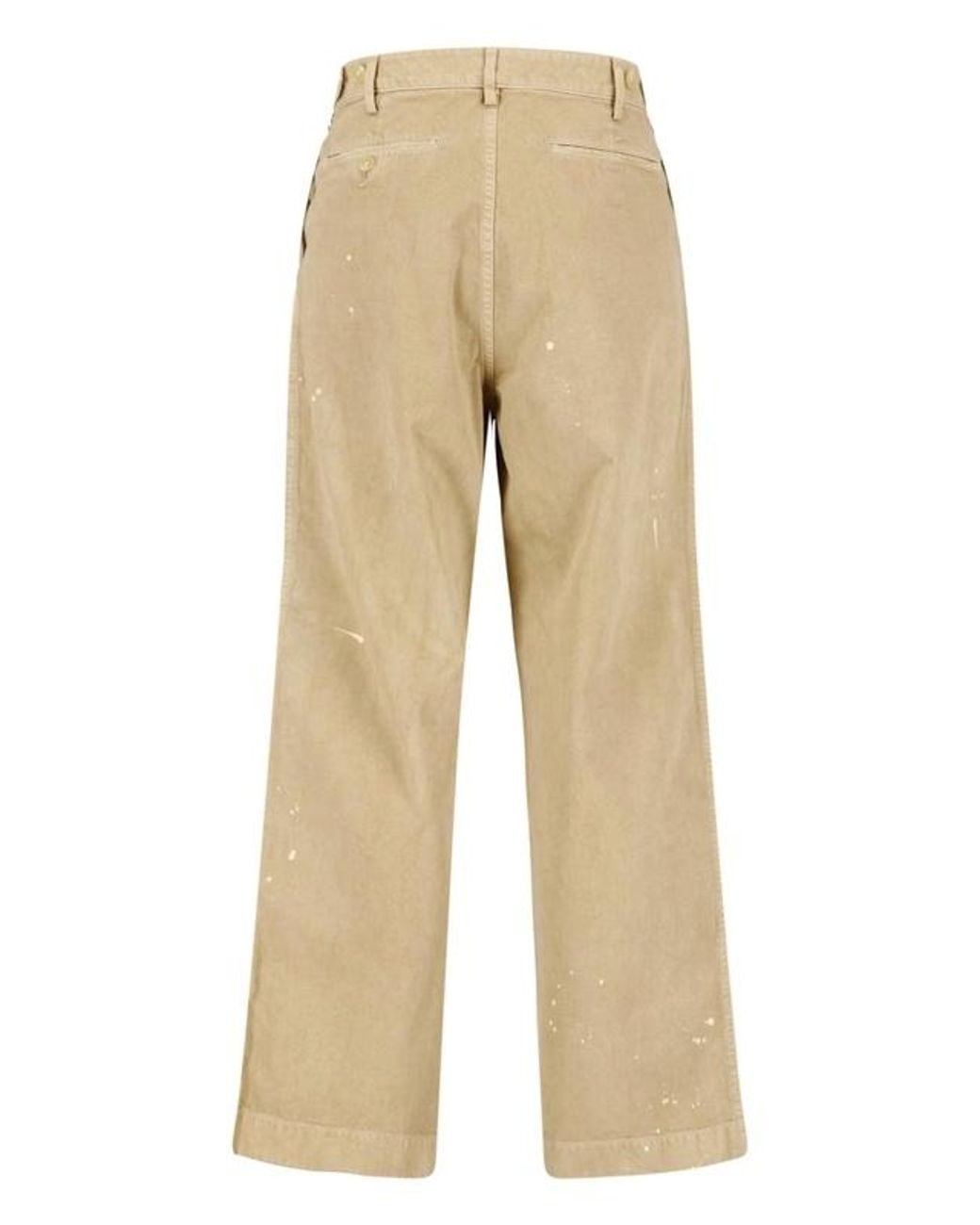 Auralee Natural Paint-Splatter Straight Leg Pants for men